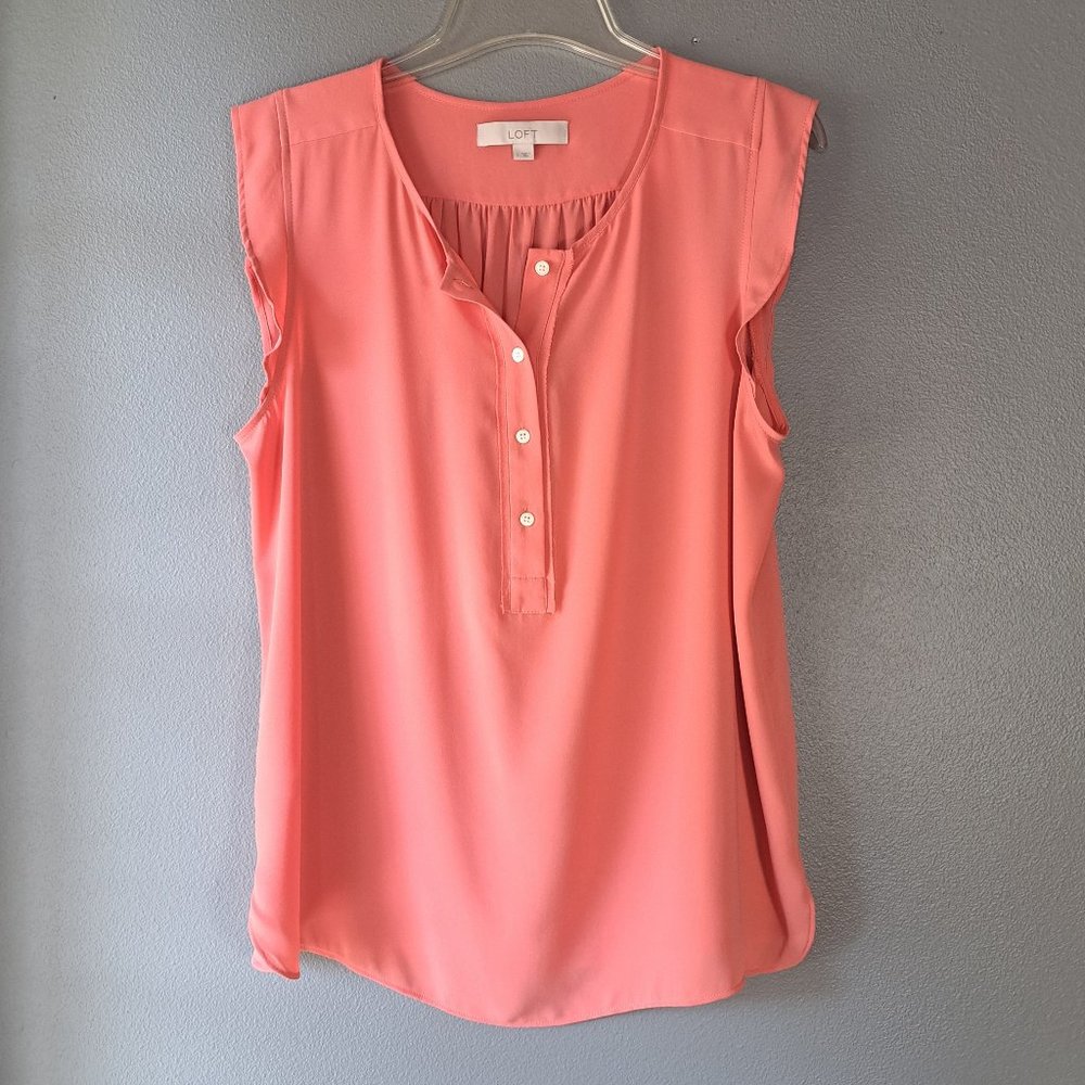 LOFT Ann Taylor - Salmon Pink Sleeveless Top, Size Large